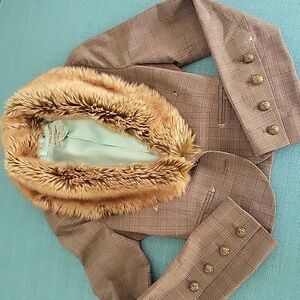 VINTAGE GUESS WESTERN STYLE BLAZER  WITH FUR COLLAR XS